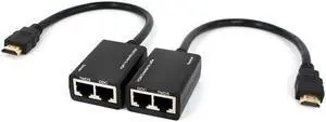 30M HDMI Extender over Rj45 Cat5e/6 Up To 30M (100ft) 1080P Dual Network Port HDMI Ethernet Extender Transmitter Receiver Kit
