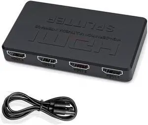 4K HDMI Splitter 1x4 1x2 HDMI Video Splitter 1 in 4 out HDMI Distributor 1x2 Amplifier Dual Display for PS4/5 Apple HDTV XBox PC(1 in 4 out)