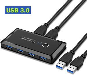 USB 3.0 KVM Switch 2x4 USB 2.0 Switcher Selector 2 PC Sharing 4 USB Devices KVM Switch Hub Adapter for Keyboard Mouse Printer(USB3.0)
