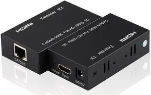 60M HDMI Extender over Cat5e/6 Cable 1080P HDMI to Ethernet RJ45 Extender Repeater Transmit Converter for PC Loptop TV Monitor(AU Plug)
