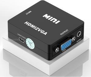 Mini HDMI to VGA Converter With Audio out 1080P VGA to HDMI Adapter Video Audio Box for TV Box  PC Laptop Monitor Projector(VGA2HDMI-White)
