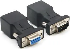 DB9 RS232 Female Port to RJ45 Female Connector DB9 Serial Port Extender to LAN CAT5 CAT6 RJ45 Network Ethernet Cable Adapter(1 Female 1 Male)