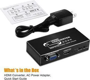 HDMI to YPbPr Scaler 1080P HDMI to Component RGB 5RCA or VGA Scaler Converter with Toslink SPDIF Audio Output for PS4 TV DVD(EU Plug)