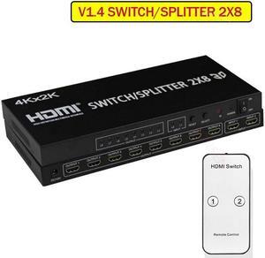 2x8 HDMI Switcher Splitter 4K HDMI splitter 1 to 8 Screen Mirror Video Selector 2x4 Converter with Remote for HDTV PC Projector(AU Plug)
(V1.4 2x8)