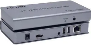(With EU Plug)(TX and RX)4K 120M HDMI KVM Extender over Cat5e/6 cable HDMI USB Ethernet Extender Transmit with Loop out IR Control Support Mouse Keyboard