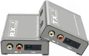 20Km RCA Fiber Optical Extender Over Sing SC Fiber Cable Broadcast Grade RCA Audio to Fiber Optical Extension Transceiver Kit(EU Plug)