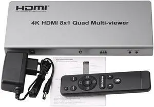 4K HDMI 8x1 Multi-viewer Switcher 8 In 1 Out Seamless Switch 4x1 Quad Multiviewer PIP Picture Display Screen Divider Converter(US Plug)
(4K 8X1 NO Packing)