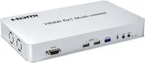 6x1 HDMI KVM Multi Viewer 6 In 1 Out Video Multi Viewer with KVM Switcher Support USB Mouse Keyboard with PIP Zoom In Out Rotate