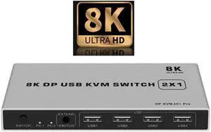 8K Displayport KVM Switch 4K@144hz 2-port USB KVM 8K Displayport 1.4 Switch KVM Dp switch mouse&keyboad supported(EU power)
(8K 60Hz) 8K Displayport KVM Switch 4K@144hz 2-port USB KVM 8K Displayport 1.4 Switch KVM Dp switch mouse&keyboad supported(EU power)
(8K 60Hz)