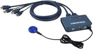 2 Ports VGA DVI 4K HDMI-compatible KVM Switch Keyboard Mouse USB Share Switcher Splitter Box With Remote Split KVM Controller(HD KVM)