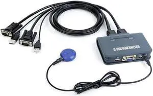2 Ports VGA DVI 4K HDMI-compatible KVM Switch Keyboard Mouse USB Share Switcher Splitter Box With Remote Split KVM Controller(VGA KVM)