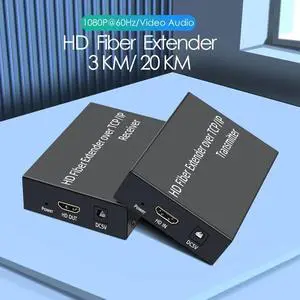 3KM HD 1080P@60Hz Video/Audio Fiber Extender Over SC Optical Fiber Cable TCP/IP Protocol Support One to Many for PC HDTV(With US Plug)
(3KM Transmission)