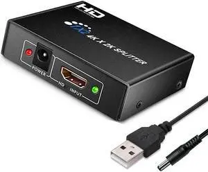 1 in 2 out HDMI-compatible Splitter 4K/1080P 1x2 Video Converter HDCP Adapter For PS4 Laptop Display Monitor PC TV Box Projector(1080P)