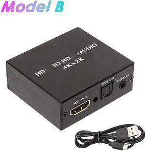 Audio Extractor 5.1ch With ARC EDID HDMI-compatible 1.4 4K 30Hz Splitter to R/L Audio Extractor Optical Coaxial for HDTV Monitor(Model B)