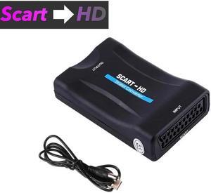 FHD 1080P SCART To HDMI-compatible Audio Video Upscale Converter AV Signal Adapter for HD TV DVD for Sky Box STB Television(Scart to HD)