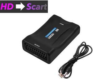 FHD 1080P SCART To HDMI-compatible Audio Video Upscale Converter AV Signal Adapter for HD TV DVD for Sky Box STB Television(HD to Scart)