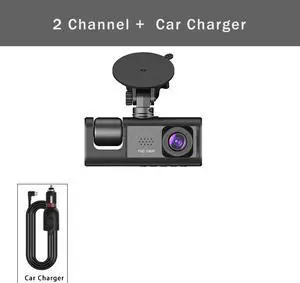 Driving Recorder HD1080P Car DVR Dual Lens 3-Channel Camera Video Cam Dashcam Monitor Monitoring DVRs for Parking with Rear View(None)
(2 CH Cam)