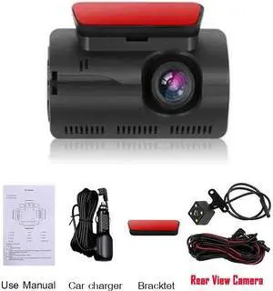 Car DVR Camera Wide Angel Front and Rear Dual Lens Hidden Car Driving Recorder Parking Monitoring Night Vision DashCam(Front and rear)