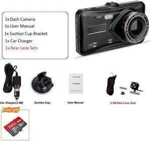 Car Camera Front and Rear HD 1080P Dashcam DVR Recorder Dash Cam Car Dvr Auto Rear View Camera Vehical Car Cam Mirror Recorder(Duel Lens)