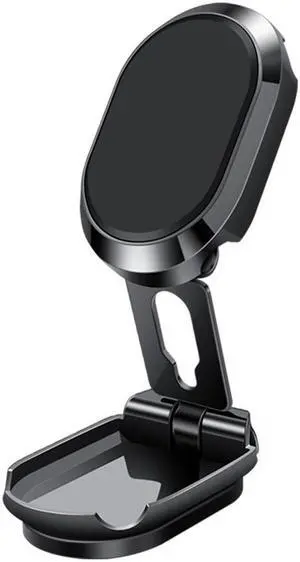 Magnetic Car Phone Bracket Foldable Universal Mobile Phone Mount Stand Zinc Alloy Anti Slip 360 Rotatable for Kitchen Nightstand(Black)