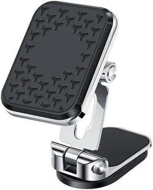 Magnetic Dashboard Windshield Mount 360 Degree Rotation Foldable Mobile Phone Mount Support Zinc Alloy Anti Slip for Car Office(Silver)