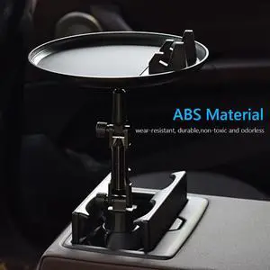 2 in 1 Universal Adjustable Cup Holder 360 Degree Rotatable Car Mount Bracket Stand Cradle for Mobile Phone Food Tray Storage(Long)