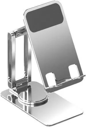 Foldable Mobile Phone Stand Universal Handsfree Smartphone Holder Desk Bracket Adjustable Aluminium Alloy for Home Office(Telescopic Silver)