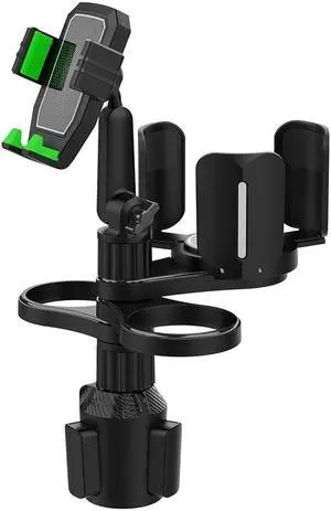 4 in 1 Car Cup Holder Expander with Cell Phone Holder Multifunction Car Drink Cup Bottle Holder 360 Rotating Car Cup Organizer(Green)