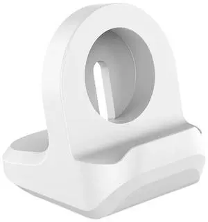 Silicone Charge Stand Holder for Ap-ple Watch 1/2/3/4/5/6/SE Station Non-slip Portable Charging Base Storage Rack Fast Charging(White)