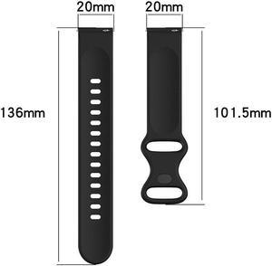 Watch Strap Adjustable Sports Bracelet Wristband Band Silicone 20mm for S-amsung Galaxy Watch 4 40mm 44mm Smartwatch Accessories(Black Lengthen)