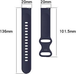 Watch Strap Adjustable Sports Bracelet Wristband Band Silicone 20mm for S-amsung Galaxy Watch 4 40mm 44mm Smartwatch Accessories(Dark Blue Lengthen)