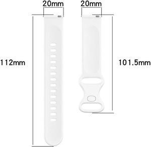 Watch Strap Adjustable Sports Bracelet Wristband Band Silicone 20mm for S-amsung Galaxy Watch 4 40mm 44mm Smartwatch Accessories(White)