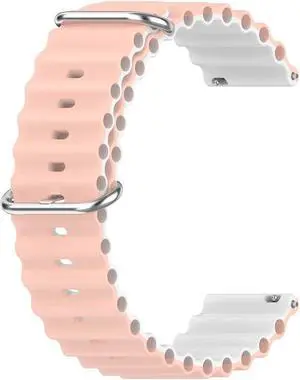 Dual Color Smart Watch Strap for Galaxy Watch 5/H-uawei Watch 2/A-mazfit GTR3 Adjustable Silicone Smart Watchband Bracelet Size:20mm(Pink White)