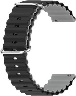 Dual Color Smart Watch Strap for Galaxy Watch 5/H-uawei Watch 2/A-mazfit GTR3 Adjustable Silicone Smart Watchband Bracelet Size:30mm(Black Gray)