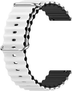 Dual Color Smart Watch Strap for Galaxy Watch 5/H-uawei Watch 2/A-mazfit GTR3 Adjustable Silicone Smart Watchband Bracelet Size:30mm(White Black)