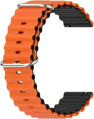 Dual Color Smart Watch Strap for Galaxy Watch 5/H-uawei Watch 2/A-mazfit GTR3 Adjustable Silicone Smart Watchband Bracelet Size:20mm(Orange Black)