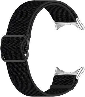 Elastic Woven Watch Band Strap Replacement Nylon Wrist Strap Band Accessories Waterproof Soft Sweat Proof for G-oogle Pixel Watch(Black)