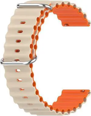 Dual Color Smart Watch Strap for Galaxy Watch 5/H-uawei Watch 2/A-mazfit GTR3 Adjustable Silicone Smart Watchband Bracelet Size:30mm(Silver)