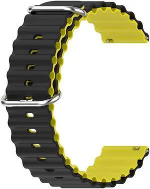 Dual Color Smart Watch Strap for Galaxy Watch 5/H-uawei Watch 2/A-mazfit GTR3 Adjustable Silicone Smart Watchband Bracelet Size:30mm(Black Yellow)