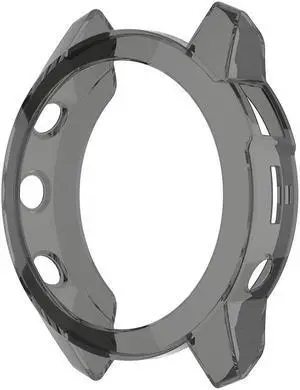 Smart Watch Protector Case TPU Cover Transparent Hollowed Frame Watch Protection Cover for G-armin Epix Gen 2(Transparent Black)