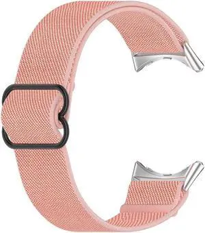 Elastic Woven Watch Band Strap Replacement Nylon Wrist Strap Band Accessories Waterproof Soft Sweat Proof for G-oogle Pixel Watch(Pink)