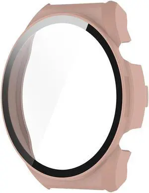 Smartwatch Case PC Tempered Glass Film Case for Xiao-mi Watch S1 Screen Protector Cover Smartwatch Accessories(Cherry Blossom Pink)