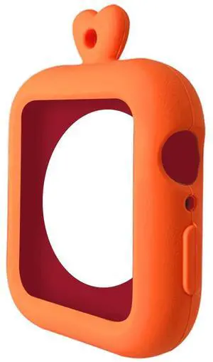 Silicone Case with Lanyard Smart Watch Exterior Protective Case for Ap-ple Watch Series 4 38/40/42/44mm Cover Shell Bumper(Orange 42 44mm)