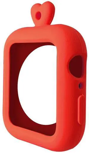 Silicone Case with Lanyard Smart Watch Exterior Protective Case for Ap-ple Watch Series 4 38/40/42/44mm Cover Shell Bumper(Red 42 44mm)