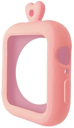 Silicone Case with Lanyard Smart Watch Exterior Protective Case for Ap-ple Watch Series 4 38/40/42/44mm Cover Shell Bumper(Pink 38 40mm)