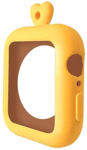 Silicone Case with Lanyard Smart Watch Exterior Protective Case for Ap-ple Watch Series 4 38/40/42/44mm Cover Shell Bumper(Yellow 38 40mm)