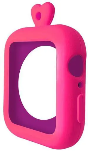 Silicone Case with Lanyard Smart Watch Exterior Protective Case for Ap-ple Watch Series 4 38/40/42/44mm Cover Shell Bumper(Rose Red 42 44mm)