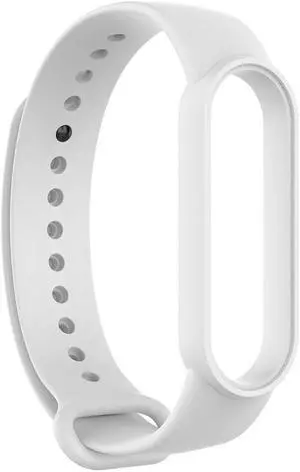 Silicone Smart Watch Strap Solid Color Replacement Wrist Band Universal for Mi Band 6/6 NFC/5/5 NFC H-uami A-mazfit Band 5(White)