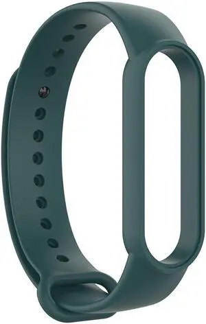Silicone Smart Watch Strap Solid Color Replacement Wrist Band Universal for Mi Band 6/6 NFC/5/5 NFC H-uami A-mazfit Band 5(Deep Green)