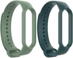 Silicone Smart Watch Strap Solid Color Replacement Wrist Band Universal for Mi Band 6/6 NFC/5/5 NFC H-uami A-mazfit Band 5(Light Deep Green)